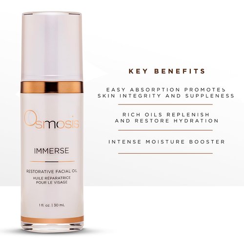 OSMOSIS IMMERSE Restorative Hydrating Facial Oil with Emu and Raspberry Seed Oil, and Calendula Flower, 1 fl oz