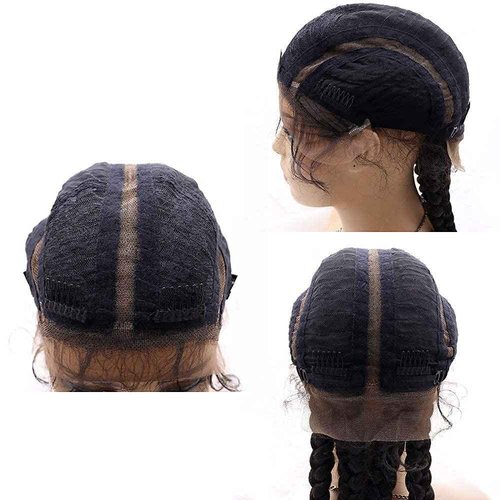 variouswig 4 Twist Lace Front Braid Wig Nature Looking with Baby Hair Synthetic Wigs Hand Tied Heat Resistant Fiber 4 Braided Daily Wear Wigs for Women 30 Inches (Brown)