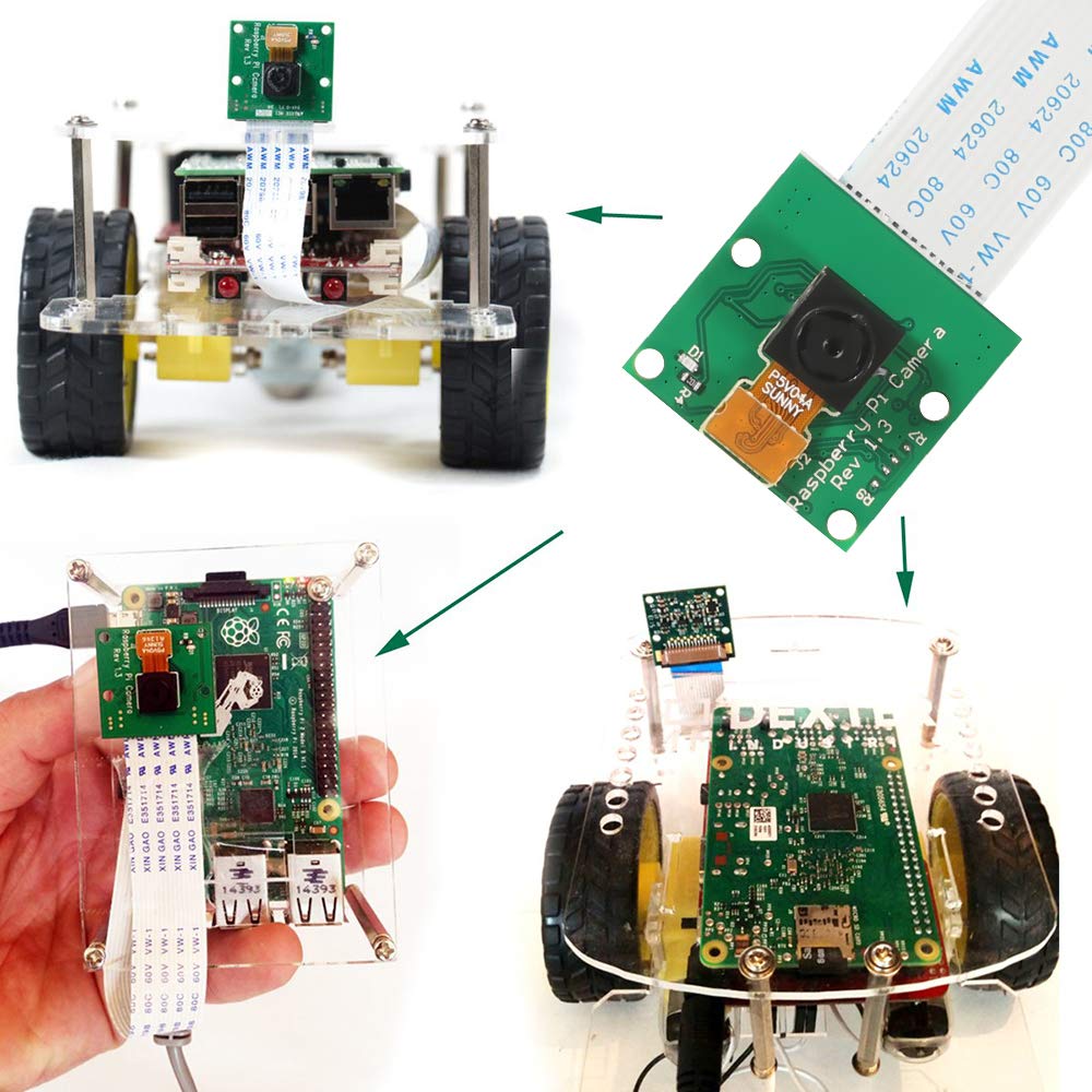 Aokin for Raspberry Pi Camera Module, 2 Pcs 5MP 1080P with OV5647 Sensor Video Camera Module for Raspberry Pi A/B/B+/2/3/3B+/4 with 15cm Flex Cable