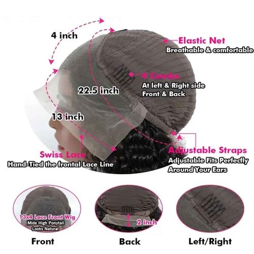 virginess Deep Wave Lace Front Wigs Human Hair Pre Plucked 18 Inch 13x4 Lace Frontal Closure Wig for Black Women Human Hair Glueless Deep Curly Lace Front Wig