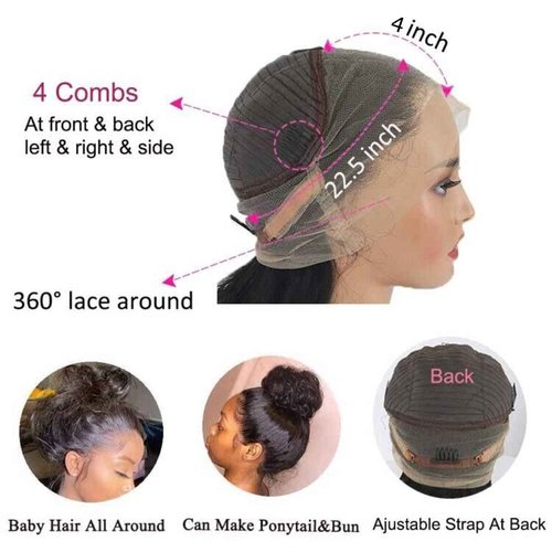 Umeiw 360 Body Wave Full Lace Front Wigs Human Hair Pre Plucked With Baby Hair 200 Density 360 HD Transparent Lace Front Wigs For Black Women Natural Color 22 inch