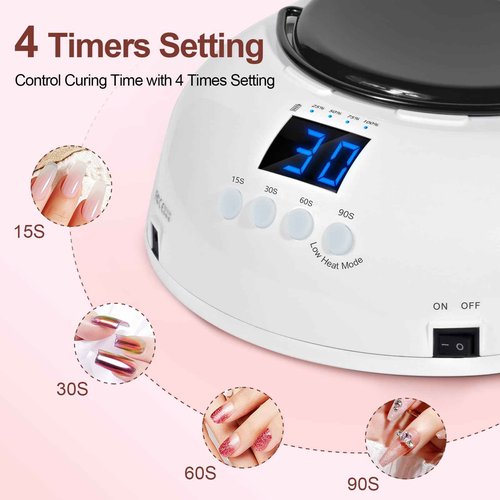 Ludysic Professional Rechargeable 96W UV LED Nail Lamp,Cordless Nail Dryer with 4 Timer Settings,Portable Design & Auto Sensor,Fast Curing Lamp for Salon & Home(White+Black)