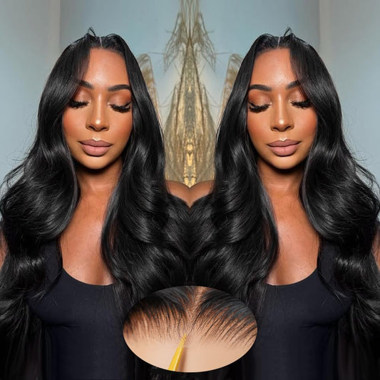 Puhasty 7x5 HD Lace Closure Glueless Wigs Human Hair Wear and GO Pre Plucked Pre Cut 200% Density Glueless Wig 22Inch Body Wave Lace Front Wigs with Baby Hair for Black Women Natural Hairline