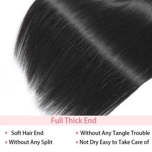 Straight Bundles Human Hair 26 28 30 Inch 3 Bundles Straight Hair 10A Double Weft Hair Extensions for Women 100% Unprocessed Virgin Human Hair Natural Black