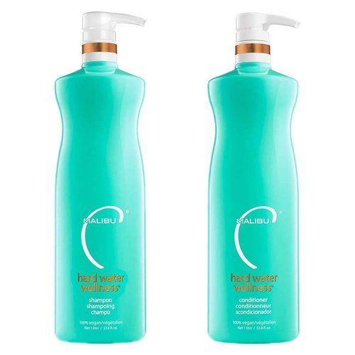 Malibu C Hard Water Wellness Shampoo and Conditioner Duo - Hydrating Hair Care for Shine & Manageability - Protects from Waterborne Elements That Cause Dry, Damaged Hair (33.8oz)