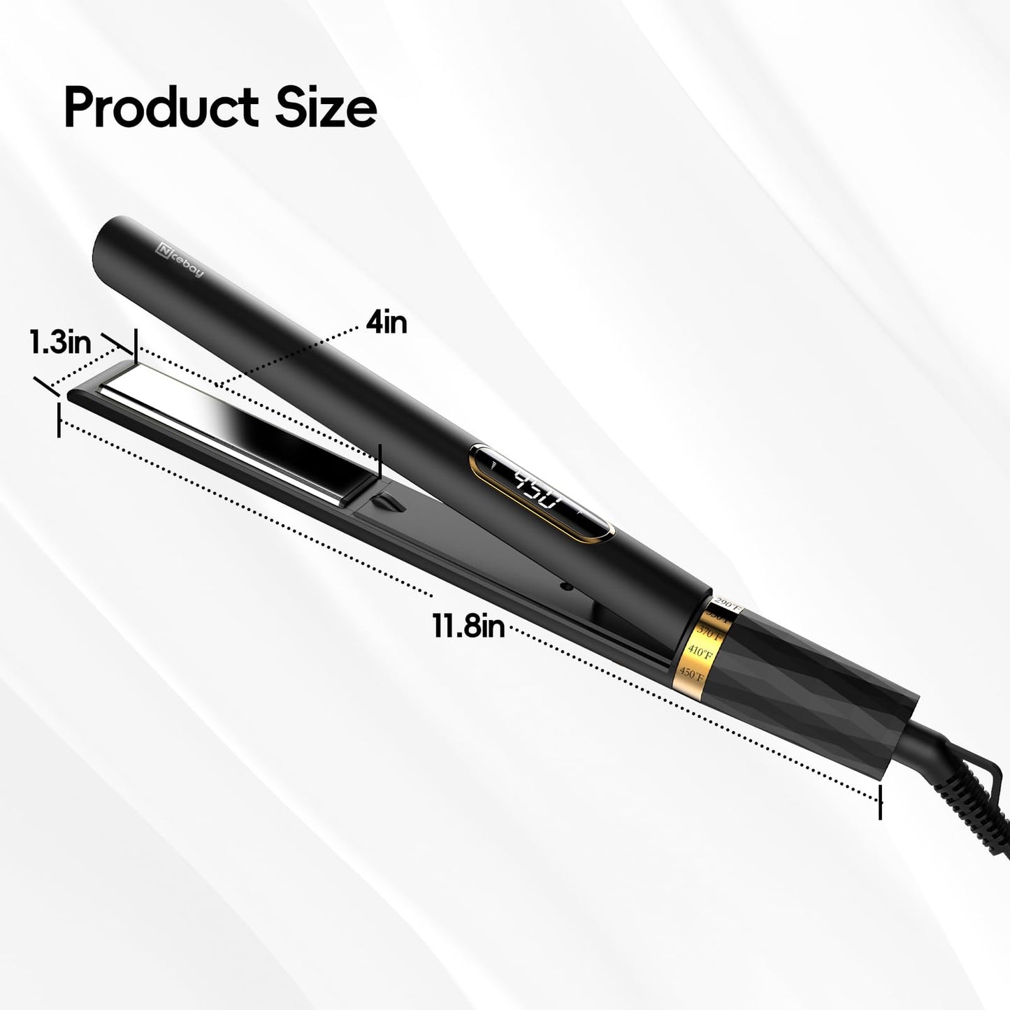 Nicebay Hair Straightener Flat Iron, Titanium 2 inches, 5 Temp Settings, Fast Heating, Negative Ion, Wide Voltage for Travel, Hair Straightener and Curler