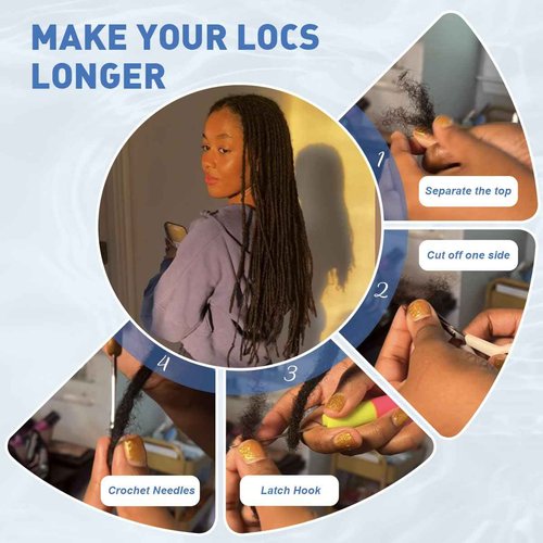 QUISDUIS 18 inch Loc Extensions Human Hair, 50 Strands Permanent Dreadlock Extension Human Hair 0.4cm Width 100% Full Handmade Dreads Can Be Dyed and Bleached Curled dreads extensions