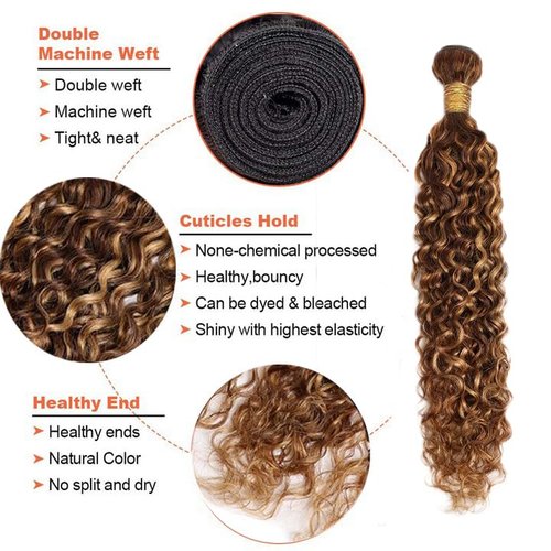 Freiuoke P4 27 Human Hair Bundles Blonde Water Wave Bundle 8A Brazilian Virgin Hair Mixed Length 3 Bundles 16 18 20 Inch Blonde Highlight Bundle