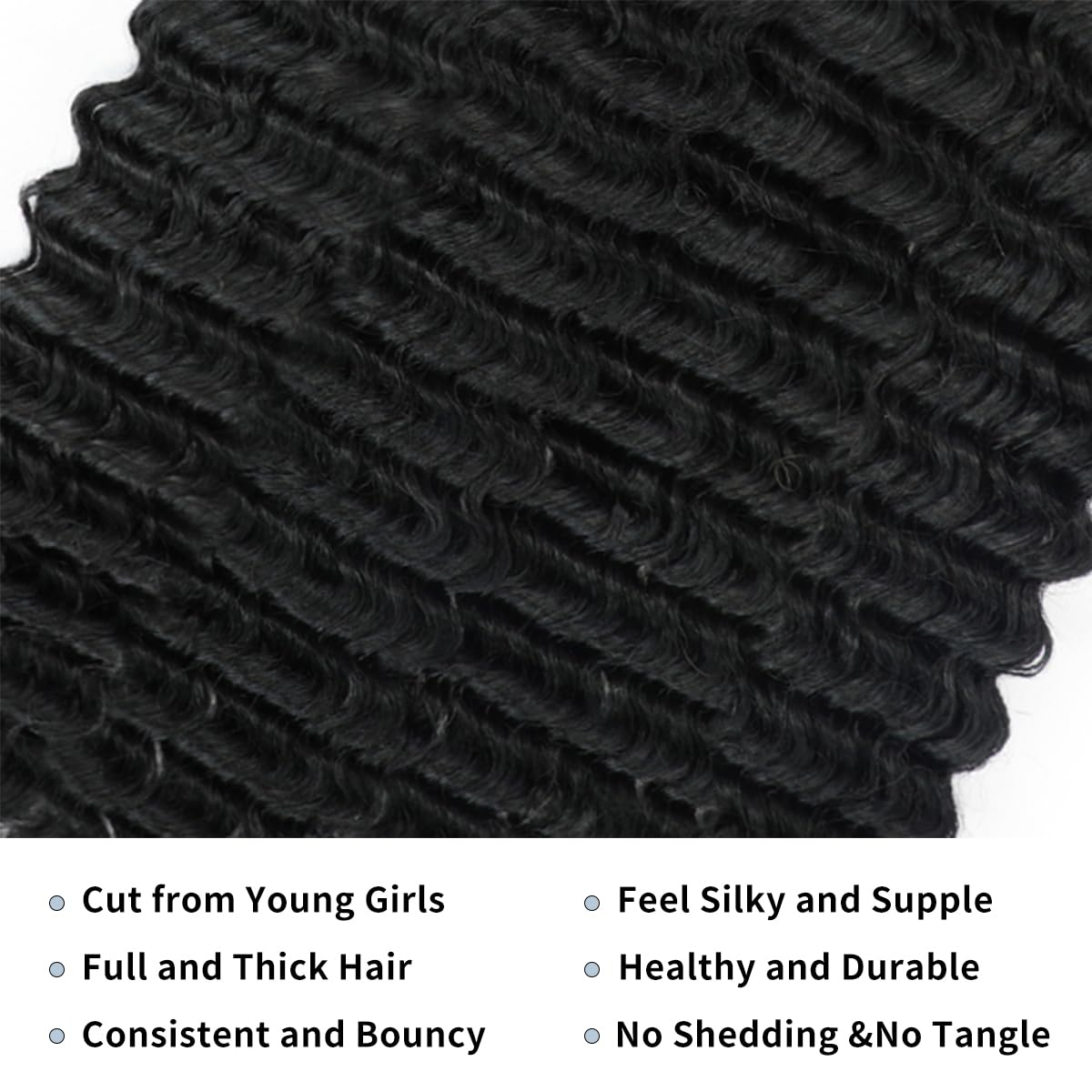 12A Deep Wave Human Hair Bundles 22 24 26 Inch 100% Unprocessed Brazilian Virgin Hair Deep Curly Weave Human Hair 3 Bundles Real Human hair Deep Wave Bundles for Women Natural Black