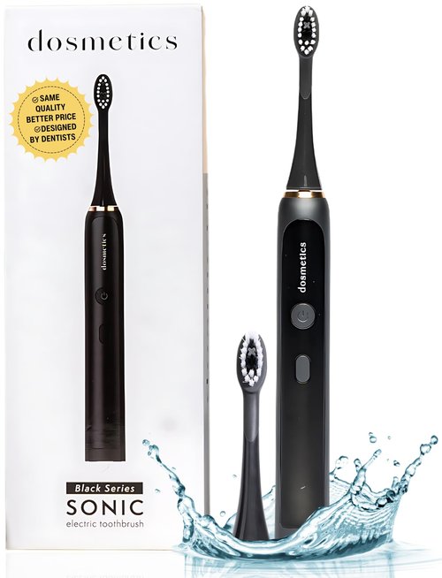 dosmetics Electric Toothbrush for Adults, Sonic Toothbrush with Replaceable Heads and 15 Brushing Modes, Rechargeable Waterproof Toothbrushes for Plaque Removal with Charging Base and Travel Cap