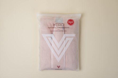 VOLO Cloud Pink Hero Hair Towel + Facial Spa Headband for Women | Wrap Towel + Headband For Washing Face & Makeup | Ultra-Soft, Fast Drying, Anti-Frizz Nanoweave Fabric | Reusable Package | Microfiber