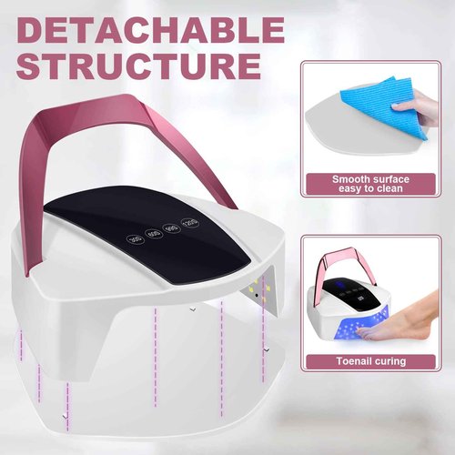 96W Rechargeable UV Light for Nails - Cordless LED Lamp With Portable Handle, Auto Infrared Sensor, 4 Timers - Professional Curing Tool for Gel Polish (White)