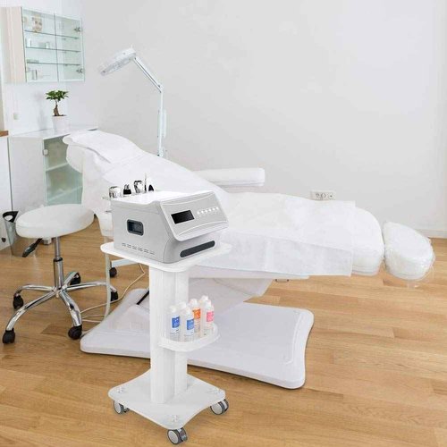 Salon Trolley, ABS Salon Tray Cart Utility Carts Massage Tools Beauty Hairdressing Rolling Trays Trolley Cart with Wheels Use Pedestal Cart Spa Trolley Aluminum Alloy Stand Instrument, White