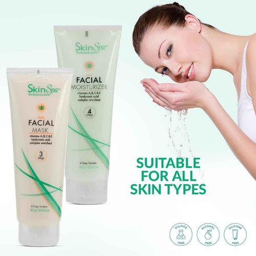 SkinSpa - Skin Care Facial Cleanser Set, Daily Routine Kit, System, Infused with Aloe Vera, 8 Oz - Face Wash Scrub, Cleanser, Toner, Makeup Remover, Clay Mask and Moisturizer