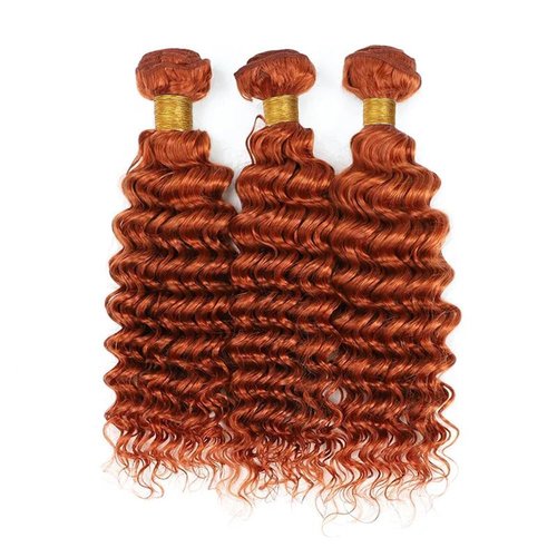 Condescension Human Hair Bundles 20 22 24 inch Orange Burnt Orange 350 Deep Wave Bundles Human Hair Unprocessed Brazilian Virgin Hair for Black Women