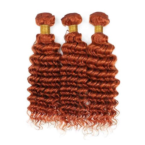 Condescension Human Hair Bundles 24 26 28 inch Orange Burnt Orange 350 Deep Wave Bundles Human Hair Unprocessed Brazilian Virgin Hair for Black Women
