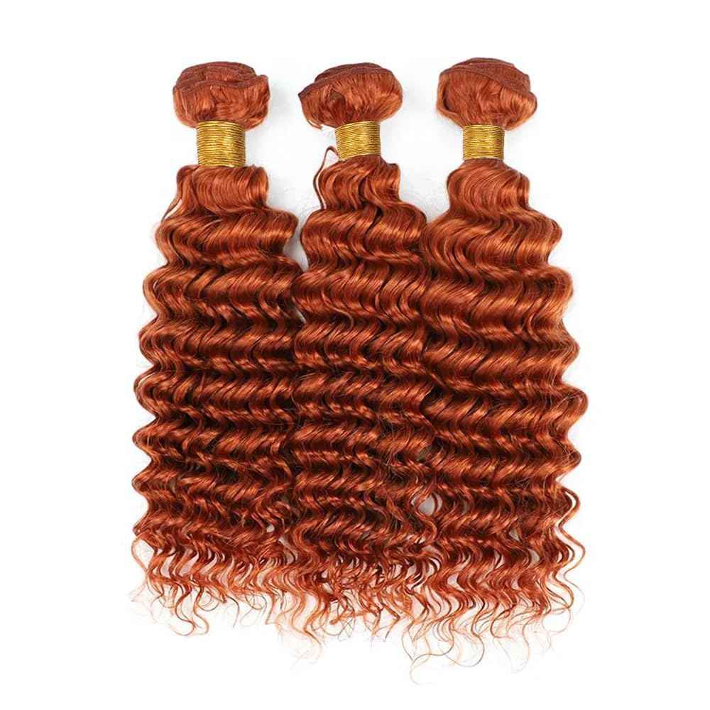 Giginger Bundles Human Hair 22 24 26 inch Orange Deep Wave Bundles 350 Color Human Hair Unprocessed Quick Weave Soft Sewn In Hair Extensions for Black Women