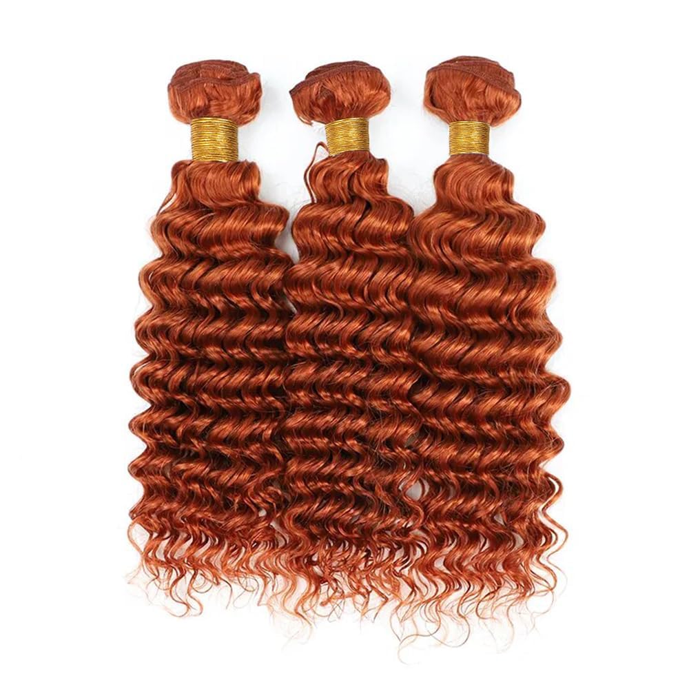 Giginger Bundles Human Hair 20 22 24 inch Orange Deep Wave Bundles 350 Color Human Hair Unprocessed Quick Weave Soft Sewn In Hair Extensions for Black Women