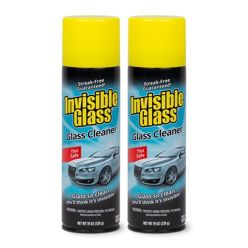 Invisible Glass 91164-2PK Premium Aerosol Glass and Window Cleaner for Auto and Home Cleans Glass, Windows, Windshields, and More, Streak-Free, Ammonia-Free, Tint-Safe, 19 oz (Pack of 2)