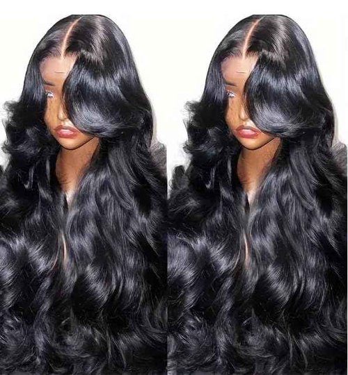 FTKV Human Wave Lace Wigs Glueless Lace Wigs Human Hair Density 13x6 Lace Wigs, Human Hair Pre-Plucked Pre-Cut 13x6 HD Lace Wigs-Size: 28 Inch