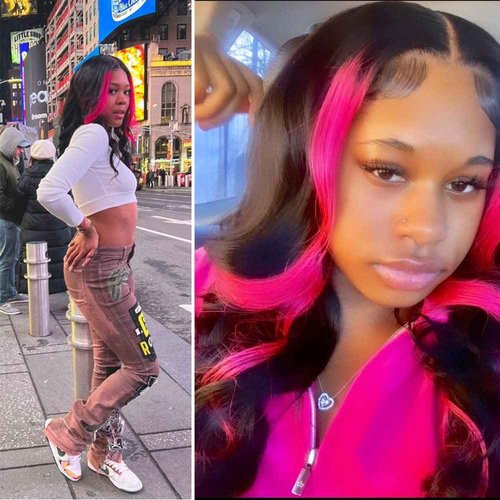 Zikria Wave Ombre Lace Frontal Wig Human Hair Wigs 13X4X1 Pink/Red 150% Density 22inch T Part Transparent Lace Front Wigs for Black Women