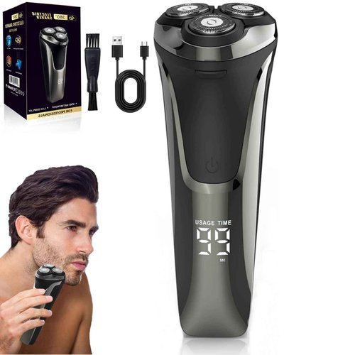 Snapbuy Electric Razor for Men, Snapbuy Electric Razor Pro, Ipx7 Waterproof Cordless Shaver with 90-Min Runtime, 4D Floating Head Rotary Shaver, Fast Charging (Black)