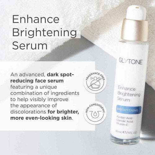 Glytone Enhance Brightening Serum–with Hyaluronic Acid, 1.7 FAV Glycolic Acid 8% Azelaic Acid & Vitamin E–Dark Spot Remover for Face– Pigmentation Treatment– Non-Comedogenic, Hydrating Serum 1 fl.oz.