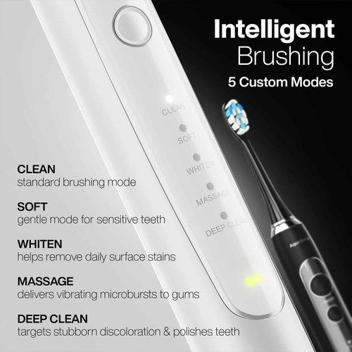 Aquasonic Duo Series PRO UV - ADA Accepted Electric Toothbrushes with UV Sanitizer - Inductive Charging Base - 5 Modes with Smart Timers - 10 Proflex Brush Heads & 2 Travel Cases