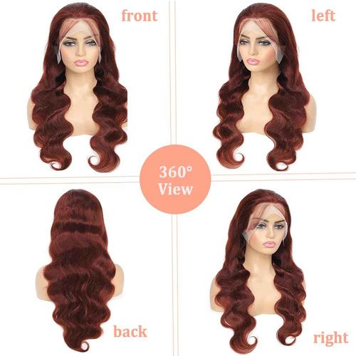 KINSTAR 13x6 Reddish Brown Lace Front Wigs Human Hair HD Lace Front Wigs Human Hair 180 Density Body Wave Frontal Wigs Colored Glueless Wigs 14Inch