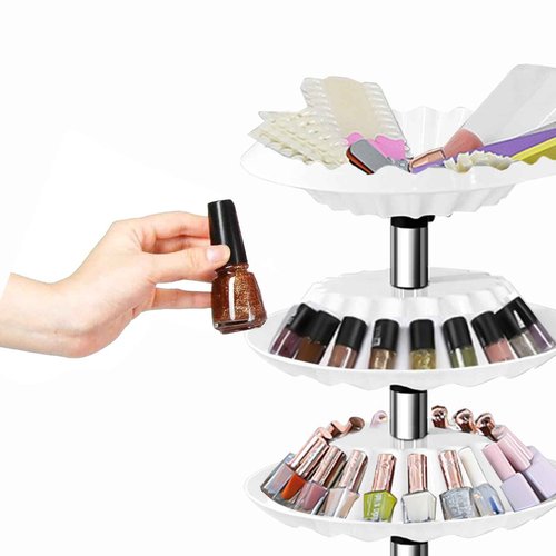 Auto Care Nail Polish Organizer,Removable Universal Wheeled Disc Fluted Nail Polish Holder，Large-capacity Six-layer Nail Polish Storage Rack for Nail Salons.