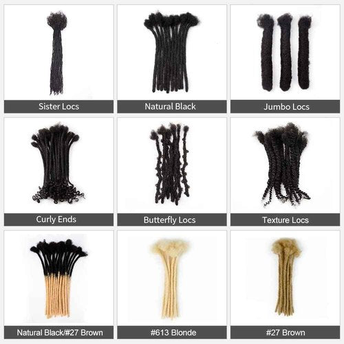 FAMILOCS Loose Curly Ends Human Hair Dreadlocks Extensions 0.4cm-0.8cm Width 8-16 Inch 100% Human Hair Handmade Loc Extensions with Needle and Comb (10 Inch 20 Strands, 0.4cm Width, Natural Black)