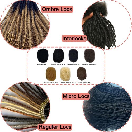 Tight Afro Kinky Human Hair for Dreadlocks,Ideal for Making Locs,Repair Extensions,Twist or Braids 2 Bundles/Package Natural Black #1B 20inch