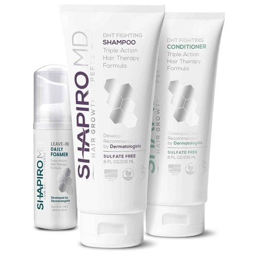 Shapiro MD Hair Growth Experts Thinning Hair Shampoo, Conditioner, Leave-in Foam Bundle for Thicker, Fuller Hair - Unisex-Adults