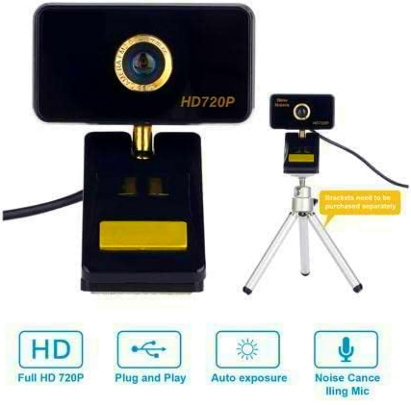 Anivia HD 720P Webcam Low Light Correction, Noise-Reducing Mic, for Skype, FaceTime, Hangouts, WebEx, PC/Mac/Laptop/MacBook/Tablet - Black
