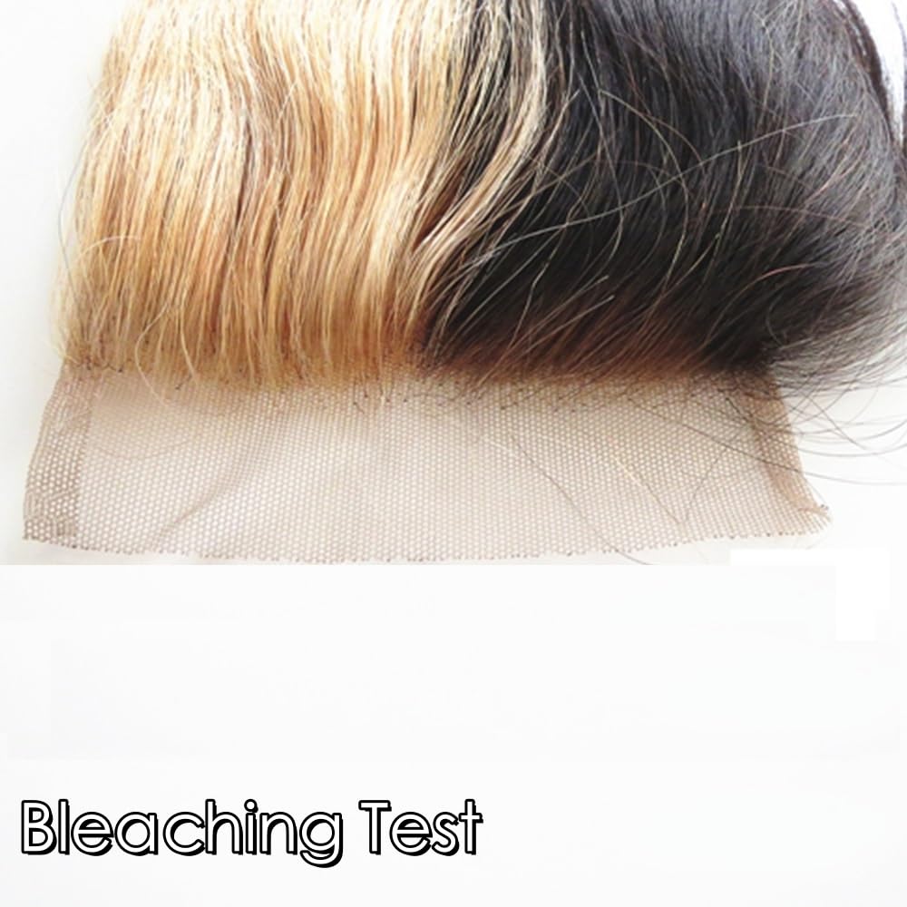 Grand Nature Lace Frontal Closure 13 x 4 Human Hair Straight Wave Pre Plucked Ear To Ear Lace Frontals With Bangs Baby Hair Knots Can Be Bleached (20", Light-brown Lace)