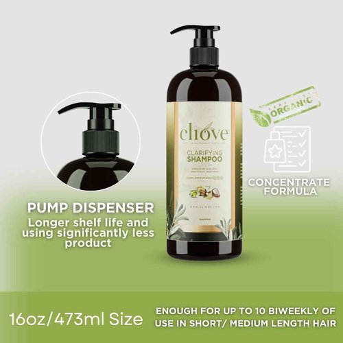 Cliove Clarifying Shampoo for Oily Hair – Removes Buildup & Residue – Sulfate-Free, Organic Ingredients – 8.5 oz