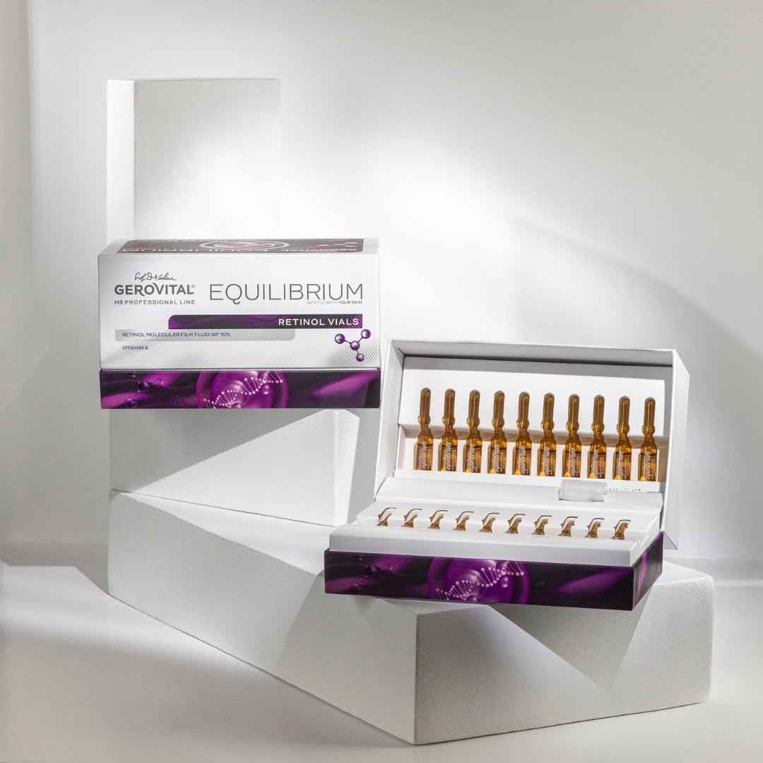 GEROVITAL EQUILIBRIUM Face Serum with Retinol, Moisturizer Face Serum, Improves Skin Elasticity, Professional Line for Beauty Salons, 20 Vials