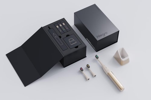 Allegro Luxury Premium Polished Metal Sonic Toothbrush M1,Ivory Gold