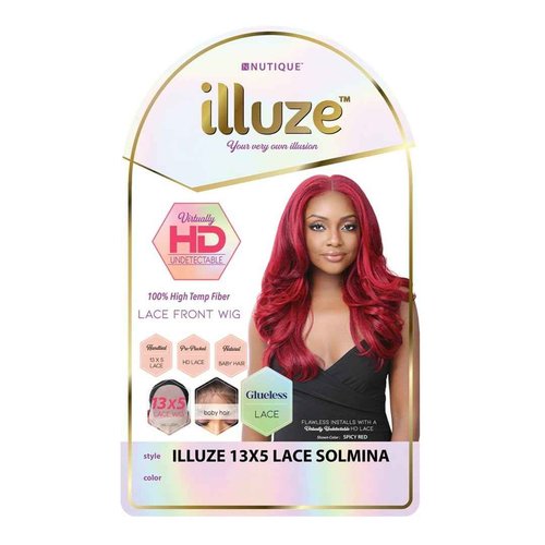 Nutique Illuze Synthetic Hair Glueless 13X5 Hd Lace Front Wig - Solmina (Color:SPICY RED)