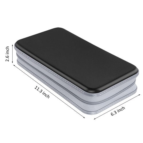 Siveit CD Case, DVD Case Holder 96 Capacity Hard Plastic CD DVD Disc Cases Storage Binder Wallet for Car Home Office Travel (Black)