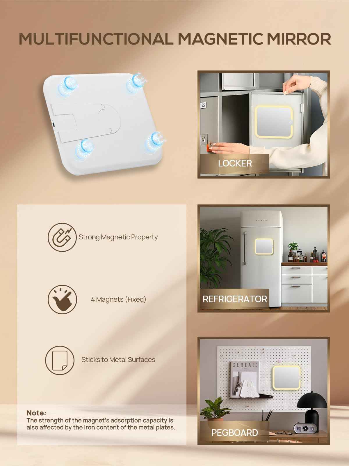 OMIRO Makeup Case, Travel Makeup Bag with Light Up Mirror Set, Makeup Organizer Box with Magnet Travel Makeup Mirror for Women (Rose Gold)