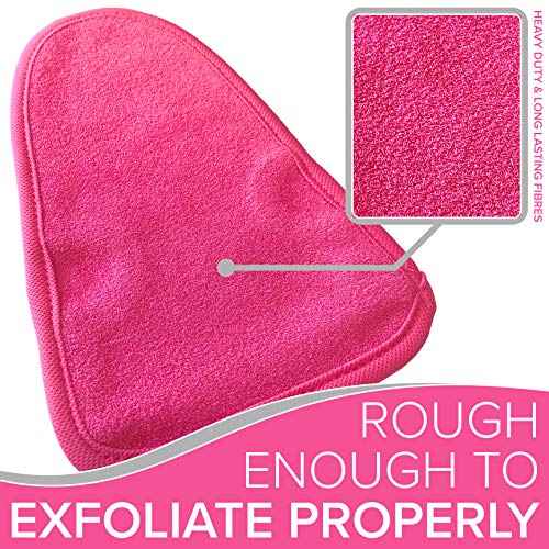Dead Skin Exfoliating Mitt Deep Pore Cleansing Exfoliating Glove (Pink, Large) at Home Microdermabrasion Dead Skin Remover for Body - Natural Plant Fibre Shower Gloves Exfoliating for Women and Men
