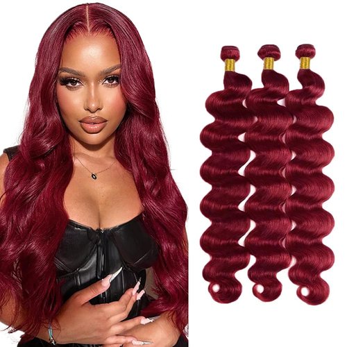 26 26 26 inch 99J Human Hair Bundles Burgundy Body Wave 3 Bundles Red Body Wave Human Hair Weave Bundle 99j Color