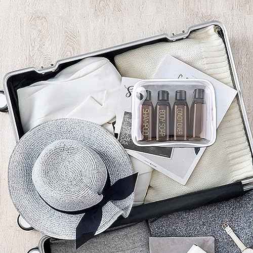 Cosywell Travel Bottles for Toiletries 4pcs 3.4oz Travel Shampoo and Conditioner Bottles TSA Approved Travel Size Containers Leak Proof Small Plastic Squeeze Bottles with Flip Cap