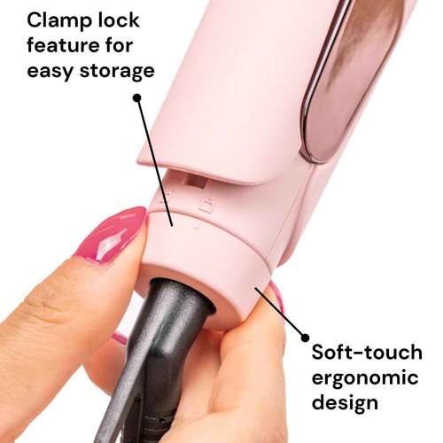 L'ANGE HAIR Le Titane Titanium Flat Iron | Hair Straightener with Curved Edges for Versatile Styling | Dual Voltage Flat Iron with Infrared Heat & Adjustable Temperature | 1.25" Blush