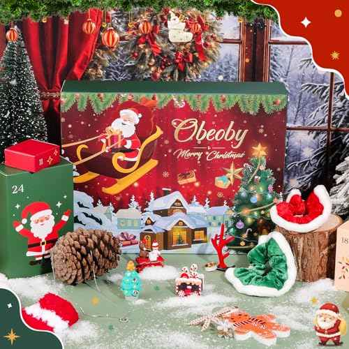 Advent Calendar 2025 for Girls, Beauty Advent Calendar with Makeup Jewelry Hair Accessories Set, 24 Days of Christmas Countdown Calendar Gift for Teen Girls