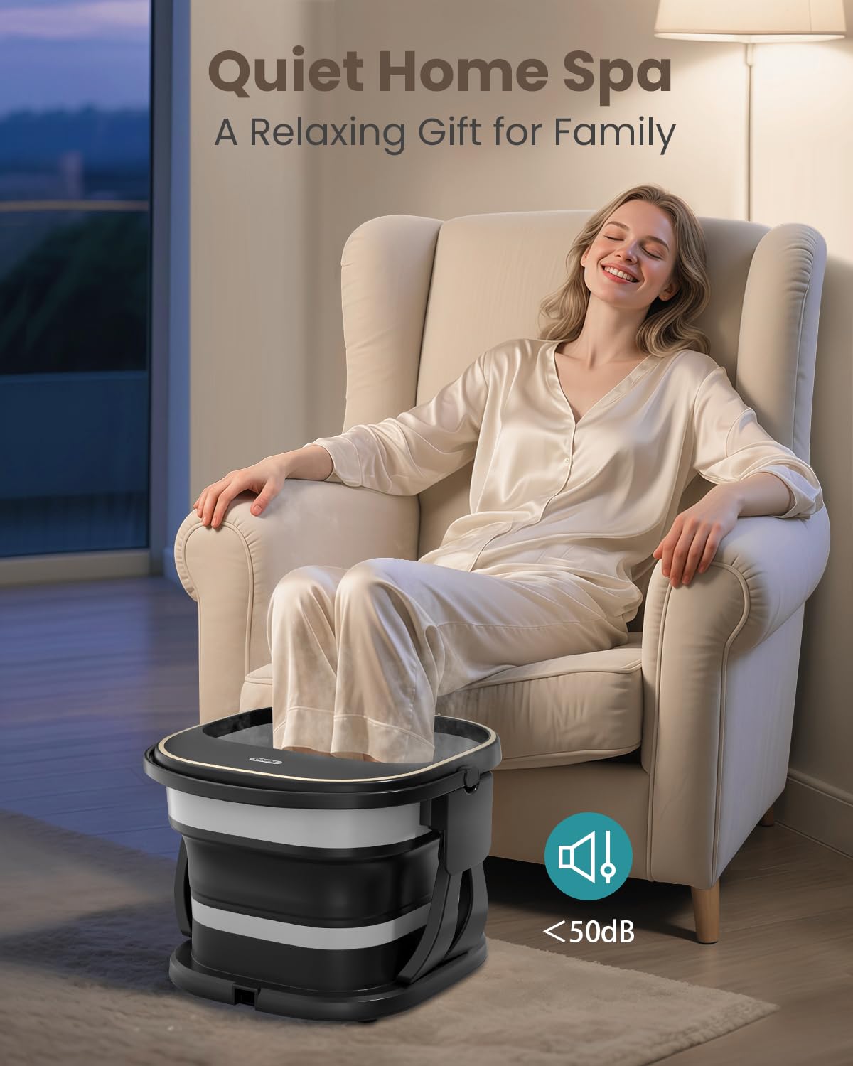 Puboo Collapsible Foot Spa Bath with Heat, Remote & Timer, 16 Massage Balls, Support Rods – Heated Pedicure Soaking Tub for Stress Relief, Great Gift for Family and Friends