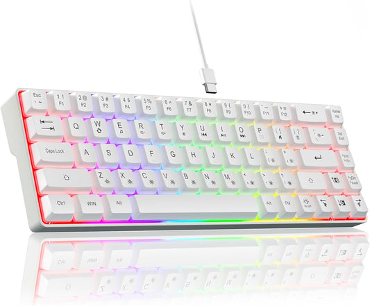 60 Percent Keyboard,Small Gaming Keyboard USB-C Wired,Portable 68 Keys Compact RGB Backlit Mini Keyboards for Business Trips,Office,PC Games (SK968,Blue&Orange)
