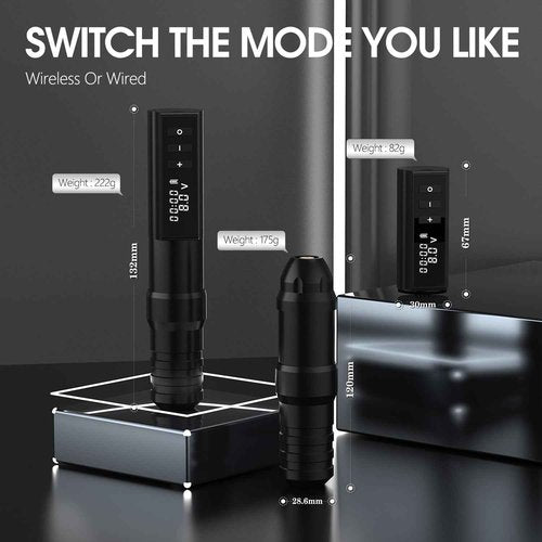 Wireless Tattoo Machine - Rotary Tattoo Cartridge Pen Custom Coreless Motor 2400mAh Power Supply Digital LED Display Professional for Tattoo Artist