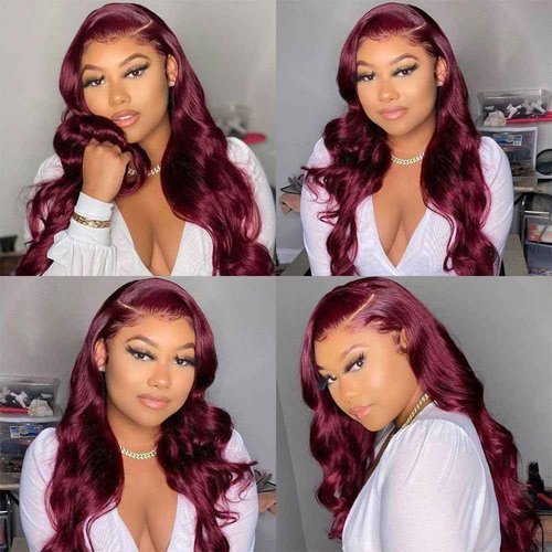 REMY HAIR Body Wave Bundles 99j Burgundy Human Hair Bundles Red Bundles 8A Grade Unprocessed Brazilian Virgin Hair Human Hair Bundles 12 14 16 Inch 3 Bundles Hair Extension For Black Women